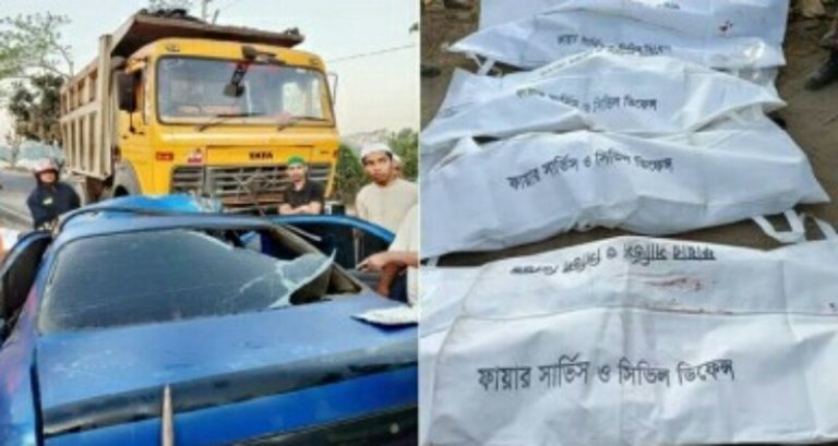 চট্টগ্রামের লোহাগাড়ায় ট্রাক ও প্রাইভেটকারের মুখোমুখি সংঘর্ষ, নিহত ৫