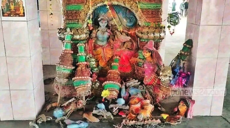 ঠাকুরগাঁওয়ের বালিয়াডাঙ্গীতে এক রাতে ১৪টি প্রতিমা ভাঙচুর