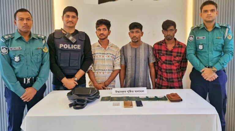 সিএনজি অটোরিকশার গতিরোধ করে নারী যাত্রীর মালামাল ছিনতাই, মালামালসহ ৩ ছিনতাইকারী গ্রেফতার